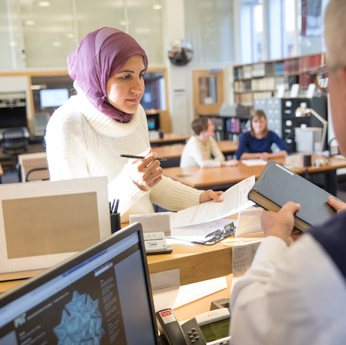 Person visiting the Institute Archives