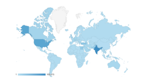 Google analytics map showing geographic distribution of Archnet visitors