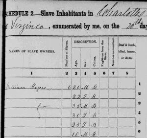 Image of 1850 US census slave schedule 
