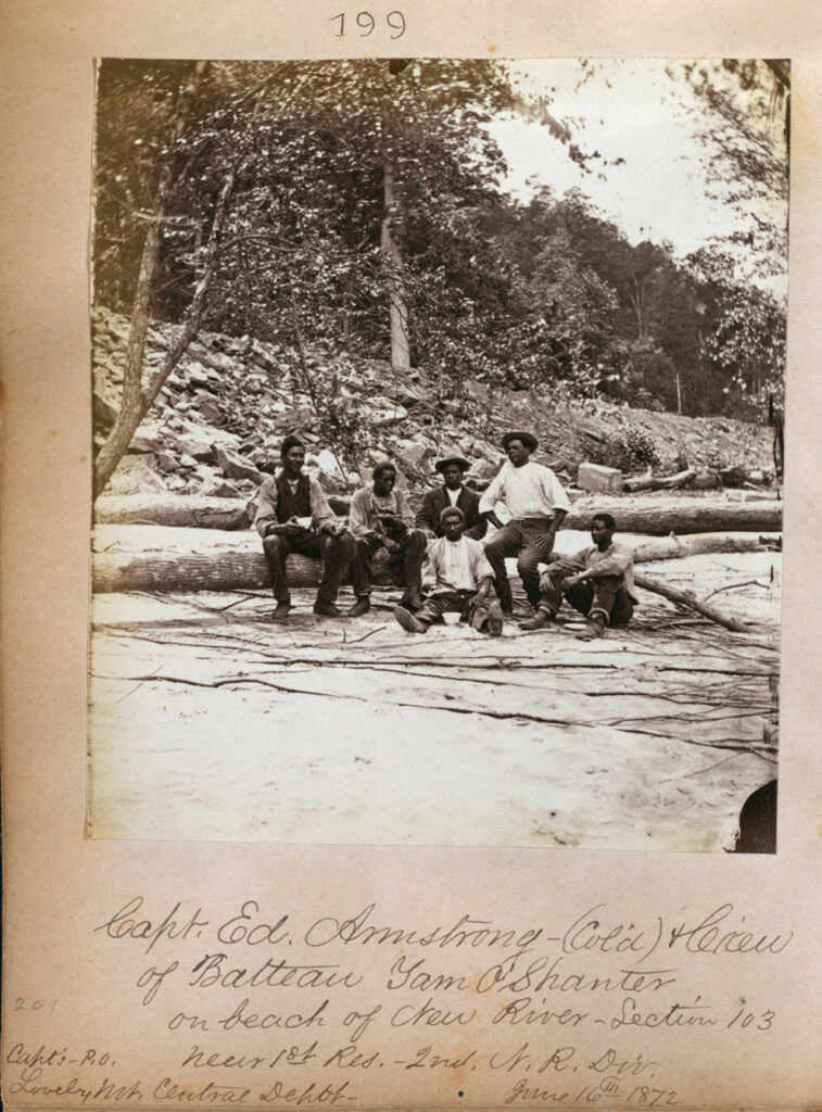 African American workers at river