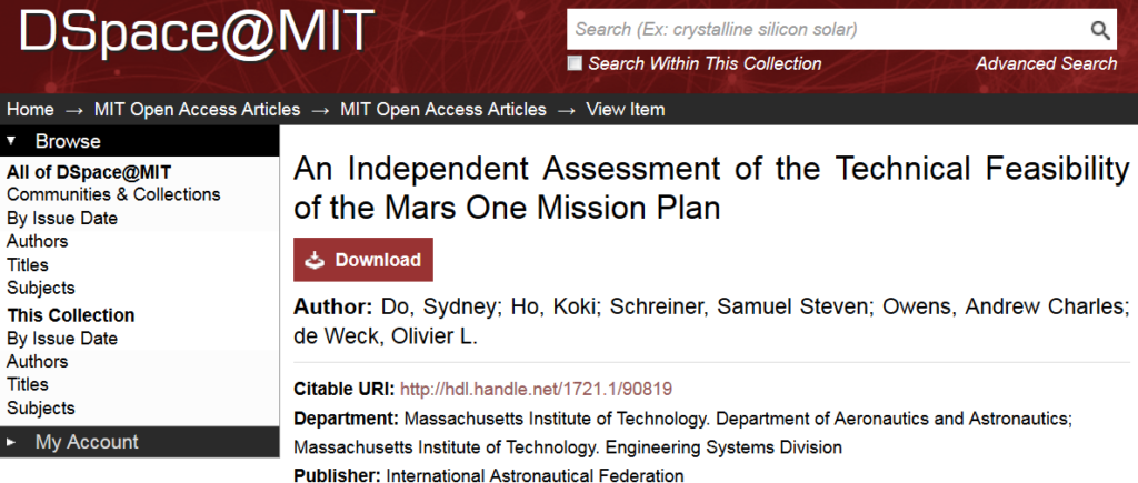 Screenshot of a popular article in the OA collection