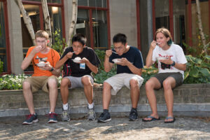 Students eat Ben & Jerry's ice cream during Orientation Week.
