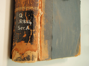 Leather binding with red rot