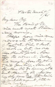 Letter from Governor Andrew to William Barton Rogers, 9 March 1861