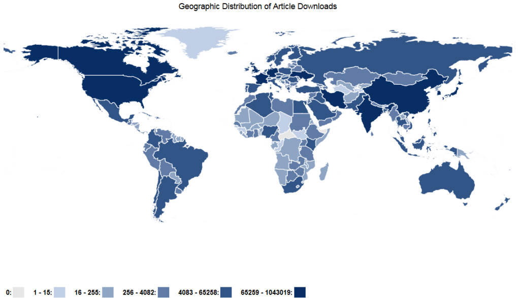 Map of Open Access Articles Collection downloads