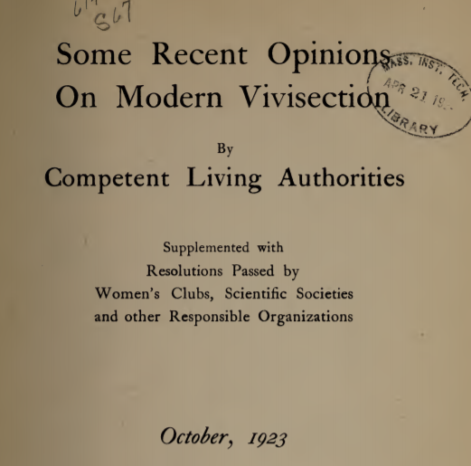 Modern vivisection title page