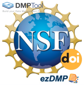 NSF logo with DOI, DMPTool & ezDMP logos