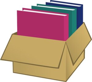 graphic of books in a box