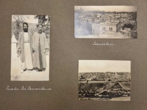 Page from a scrapbook with photos from Jerusalem