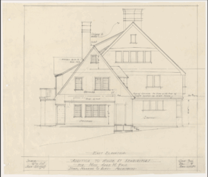1927 blueprint of the elevation of a house