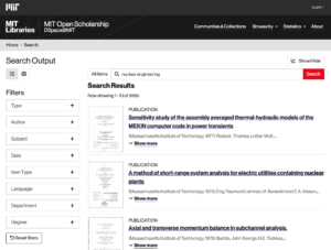 Screenshot of an MIT Open Scholarship results page