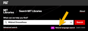 screenshot of natural language search option