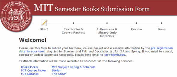 MIT Semester Books Submission Form